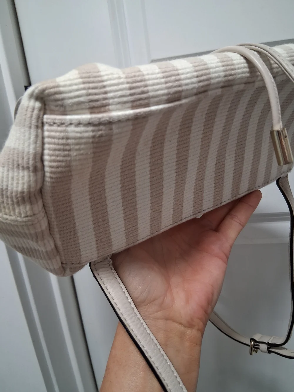 kate spade Cream and Light Beige Striped Mini Backpack